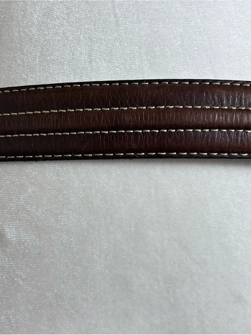 Mens Brown Genuine GrainLeather Belt with Contrast Stitching Size 44